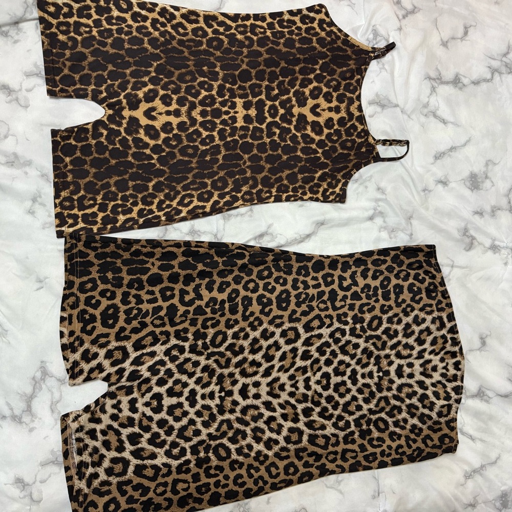 Leopard Print Sleeveless Top and Shorts Set